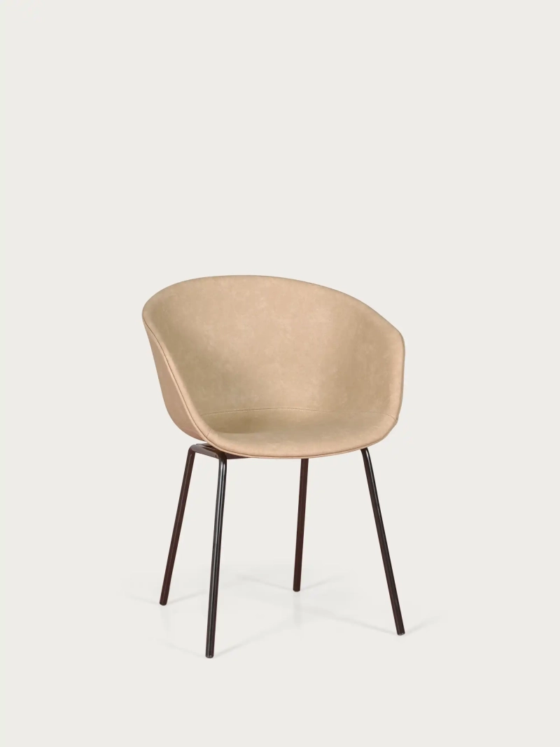 Vintage chair with armrests upholstered in waxed leatherette - Denver FurnMod - 1