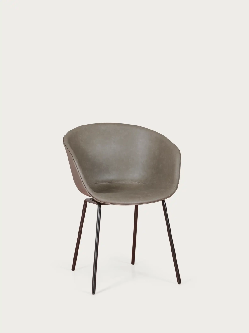Silla vintage con reposabrzos tapizada en polipiel encerado - Denver FurnMod - 29