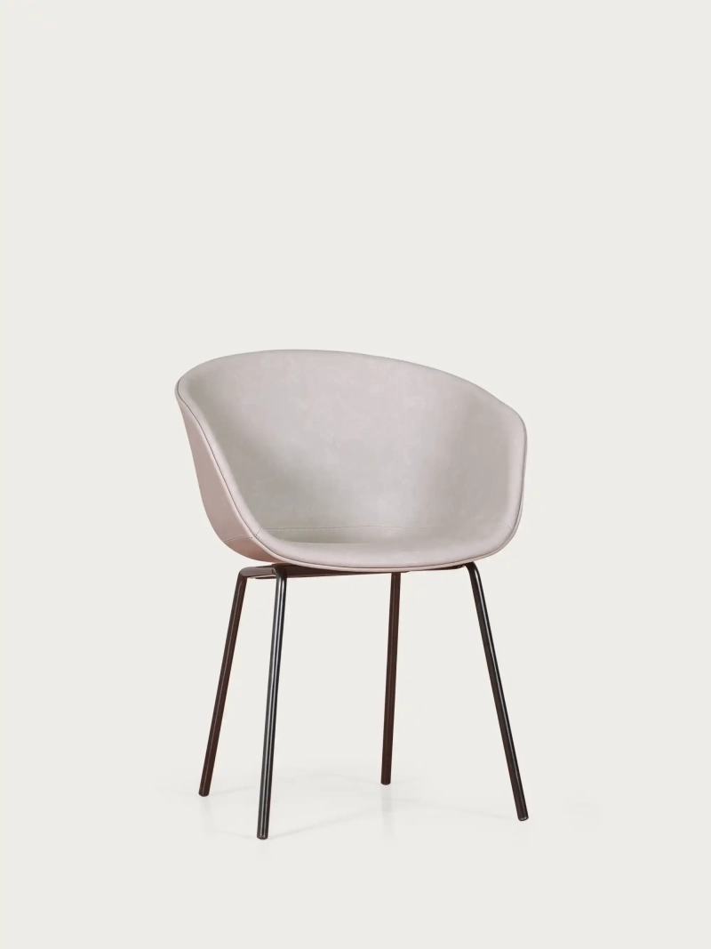 Silla vintage con reposabrzos tapizada en polipiel encerado - Denver FurnMod - 36