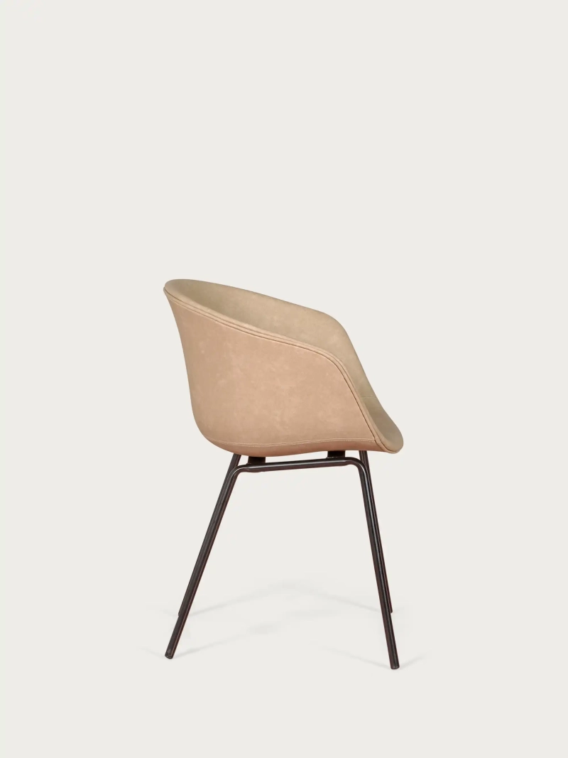 Sedia vintage con braccioli rivestita in similpelle cerata - Denver FurnMod - 2