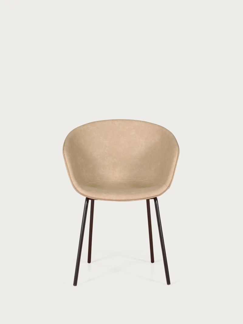Vintage stoel met armleuningen bekleed met gewaxt kunstleer - Denver FurnMod - 6