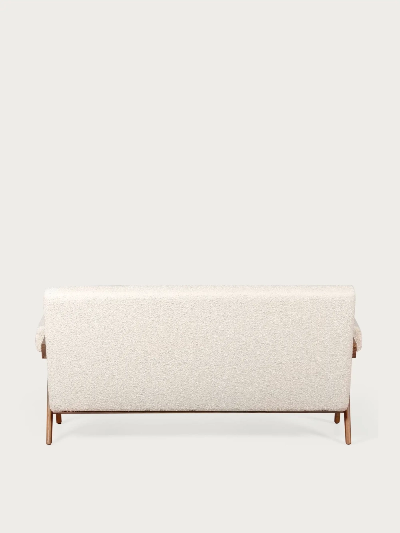 Sofá vintage en madera de teca y tapizado en boucle - West FurnMod - 11