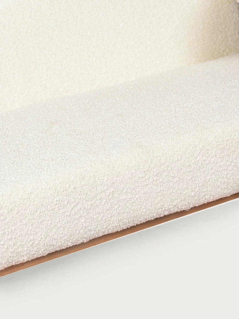 Sofá vintage en madera de teca y tapizado en boucle - West FurnMod - 12