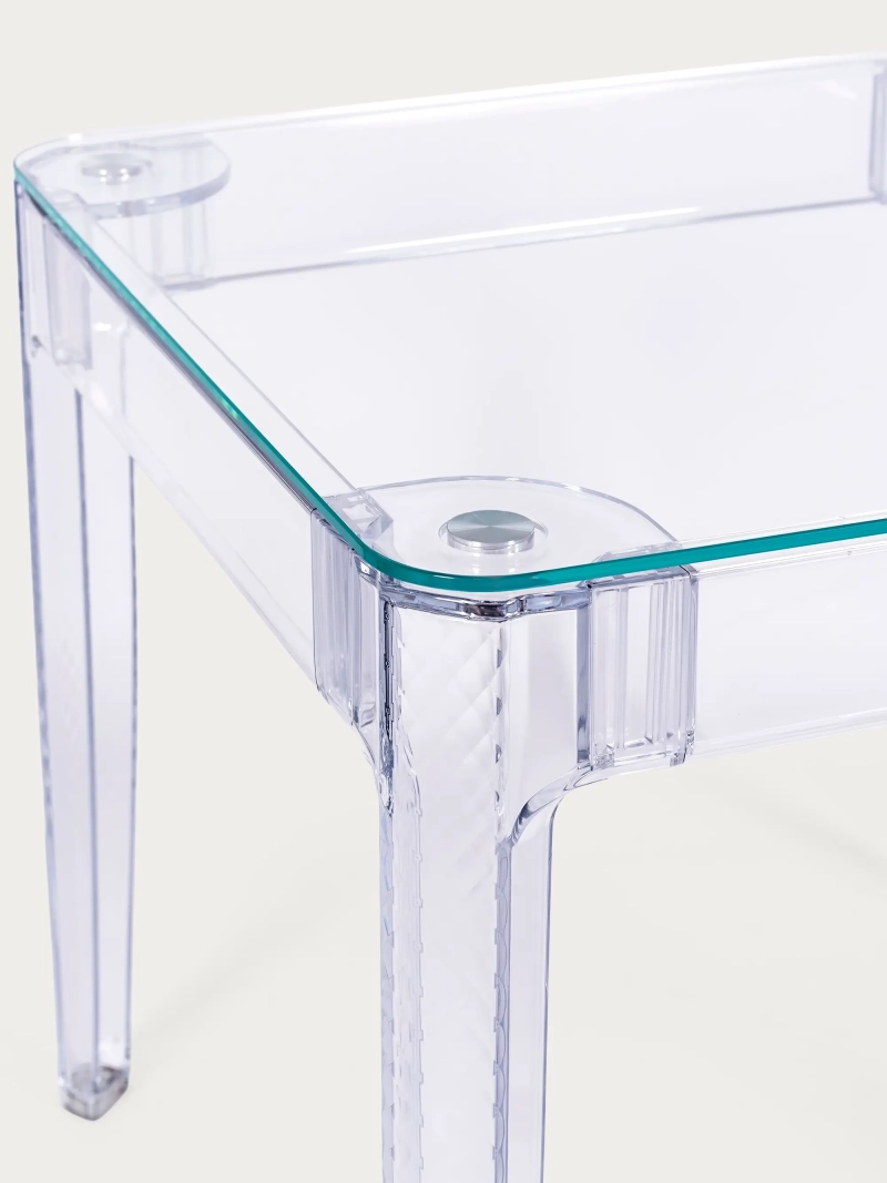 Square glass table with transparent legs (80x80) - Ghost FurnMod - 6