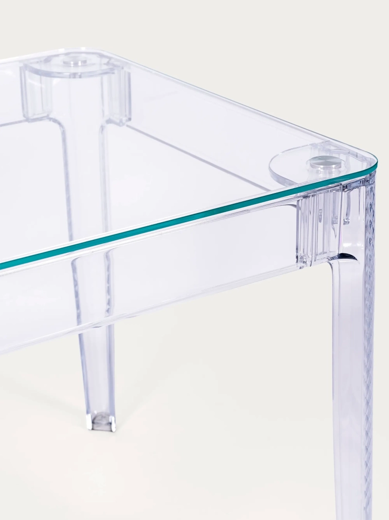 Square glass table with transparent legs (80x80) - Ghost FurnMod - 9