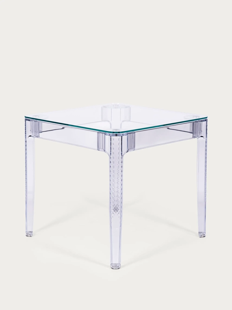 Square glass table with transparent legs (80x80) - Ghost FurnMod - 7