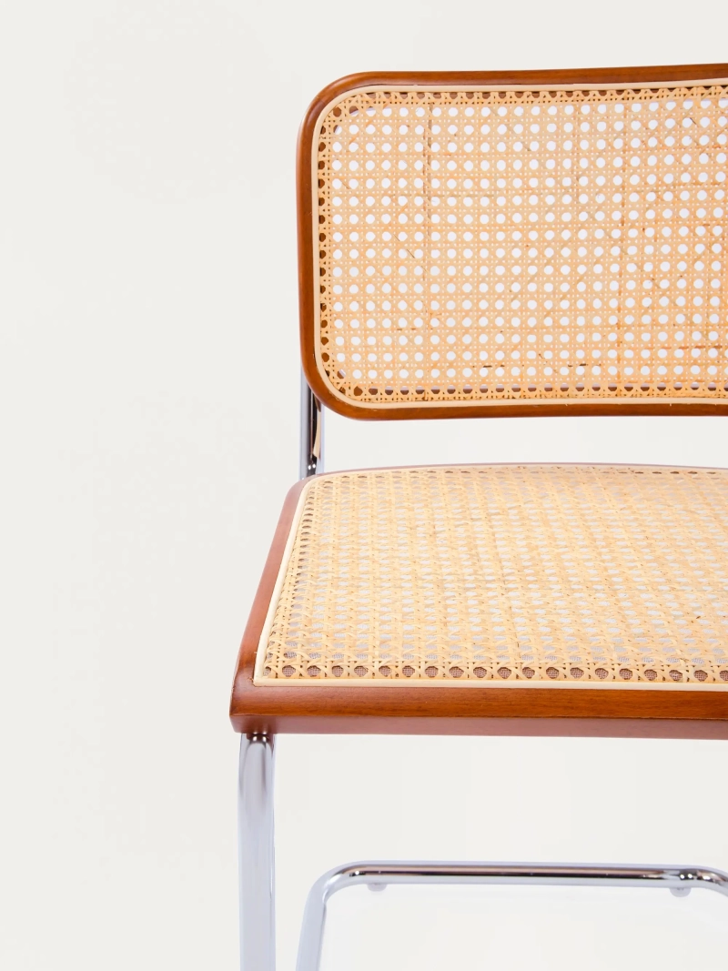 Retro dining chair in natural rattan and chrome-plated steel - Frank FurnMod - 21