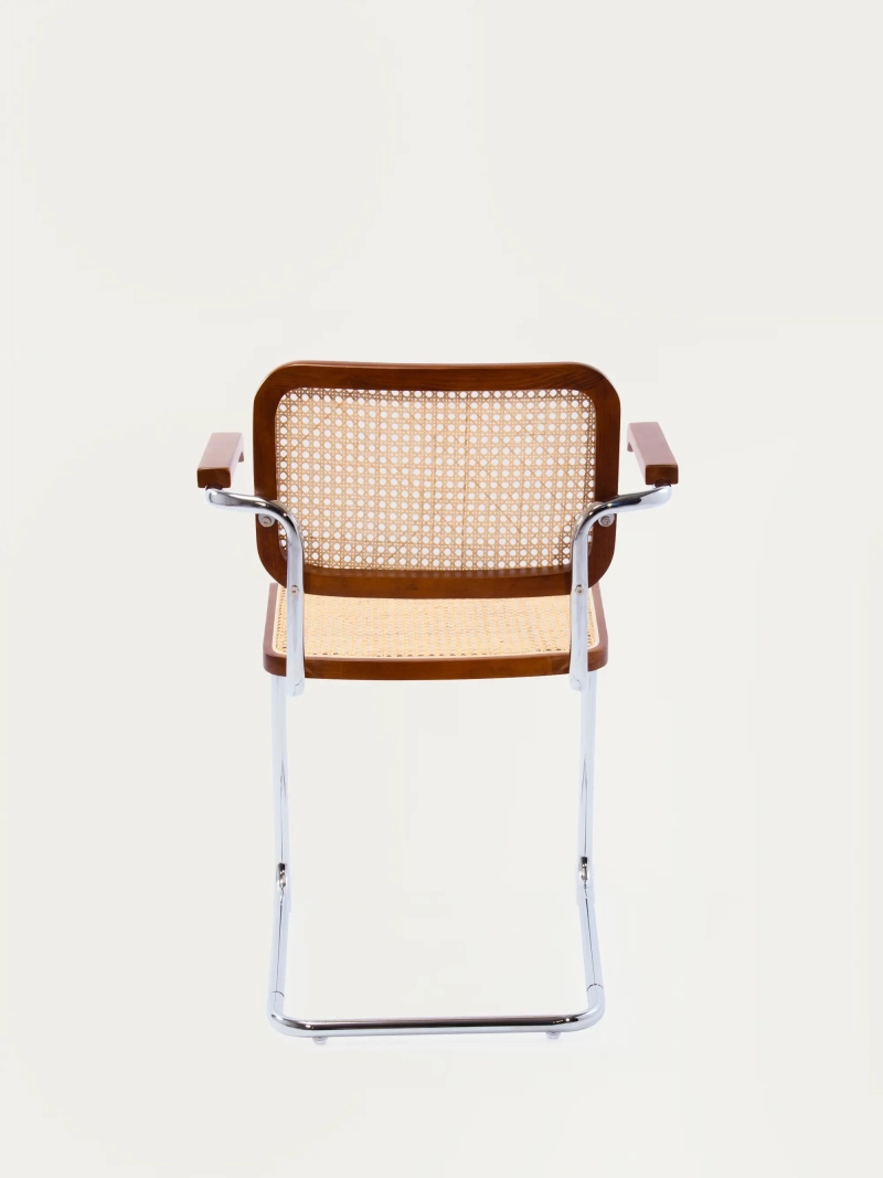 Retro chair with armrests in natural rattan and beech wood - Frank FurnMod - 33