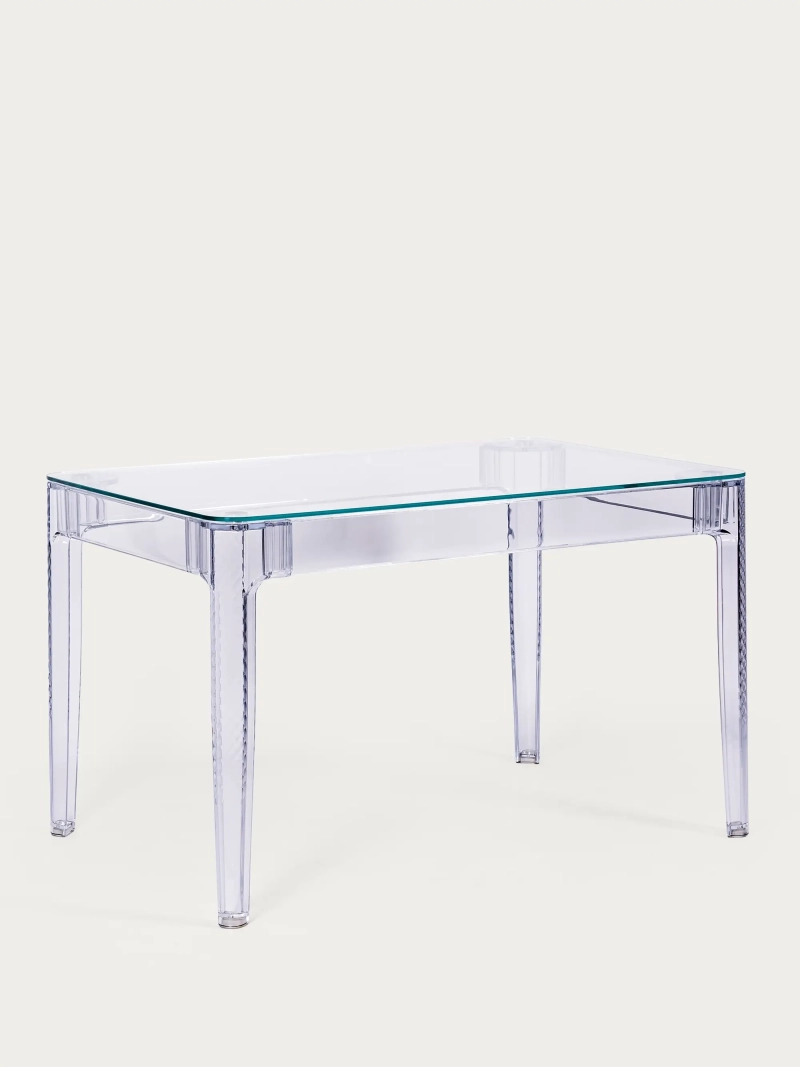 Mesa rectangular de cristal con patas transparentes (120x80) - Ghost FurnMod - 1