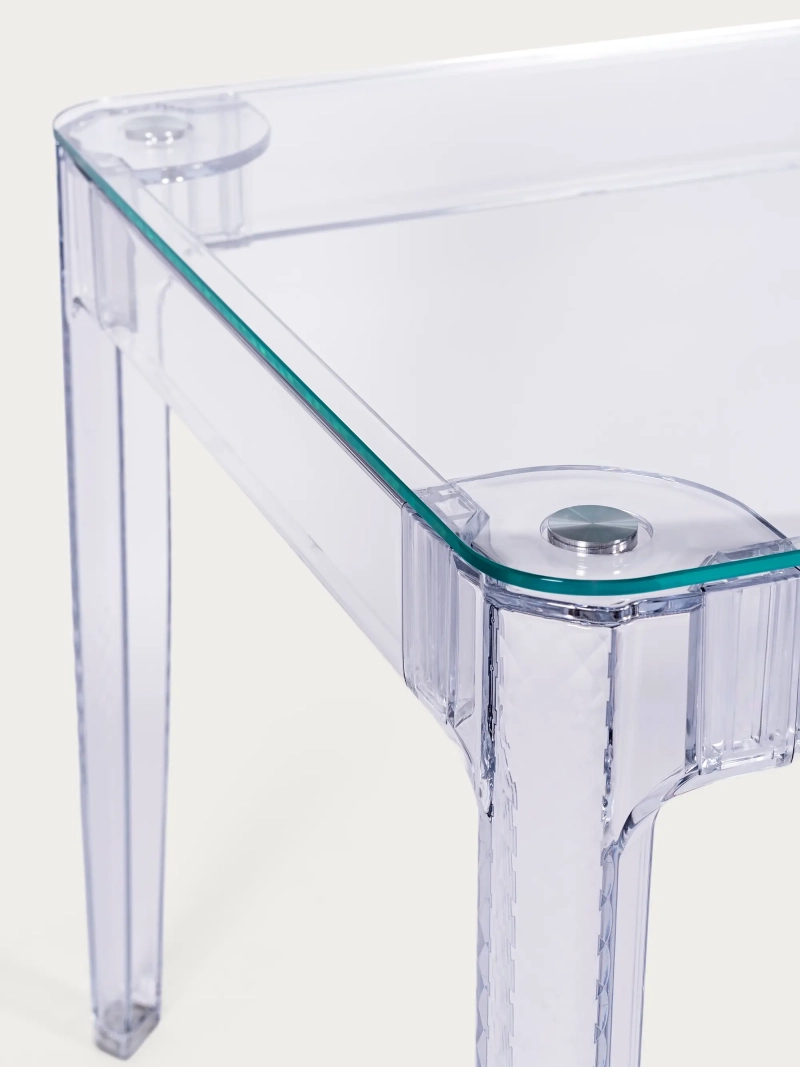 Rechthoekige glazen tafel met transparante poten (120x80) - Ghost FurnMod - 4