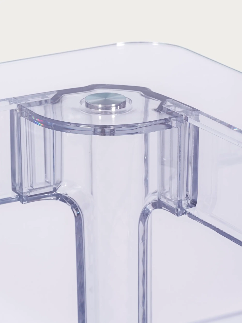 Mesa retangular de vidro com pés transparentes (140x80) - Ghost FurnMod - 1
