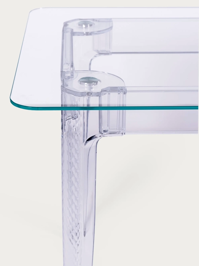 Mesa retangular de vidro com pés transparentes (140x80) - Ghost FurnMod - 1
