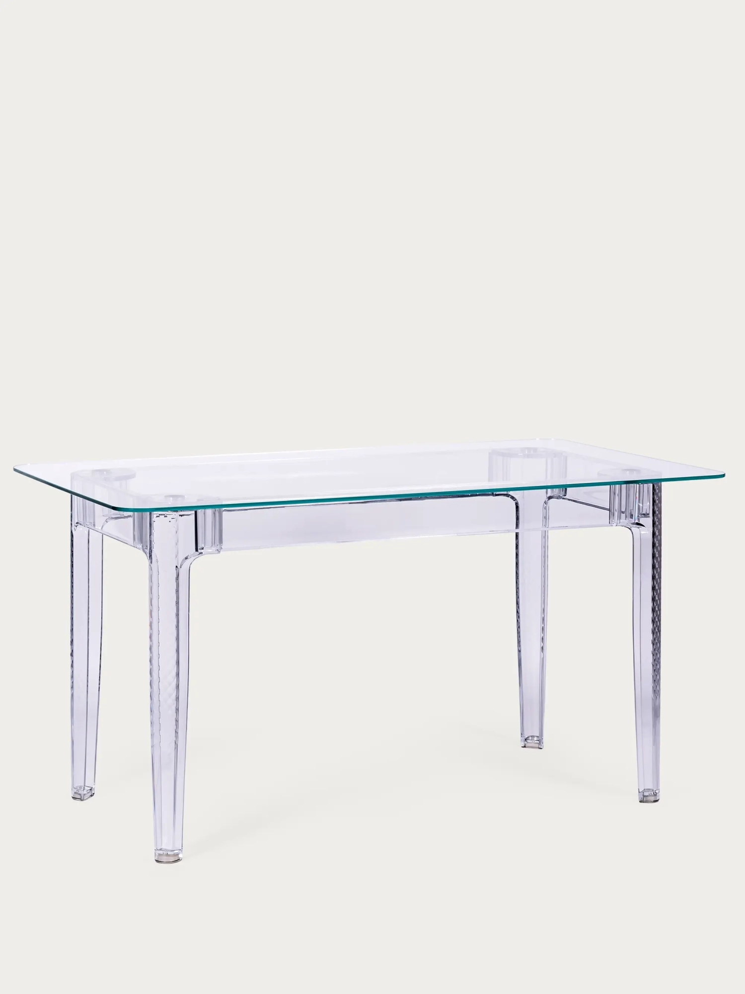Téglalap alakú üvegasztal átlátszó lábakkal (140x80) - Ghost FurnMod - 1