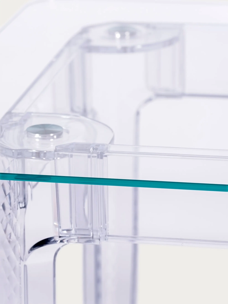 Prostokątny szklany stół z przezroczystymi nogami (140x80) - Ghost FurnMod - 1