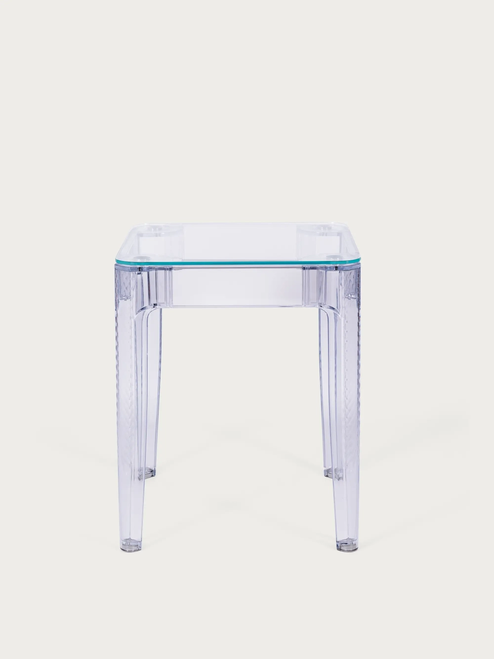Vierkante glazen tafel met transparante poten (60x60) - Ghost FurnMod - 1