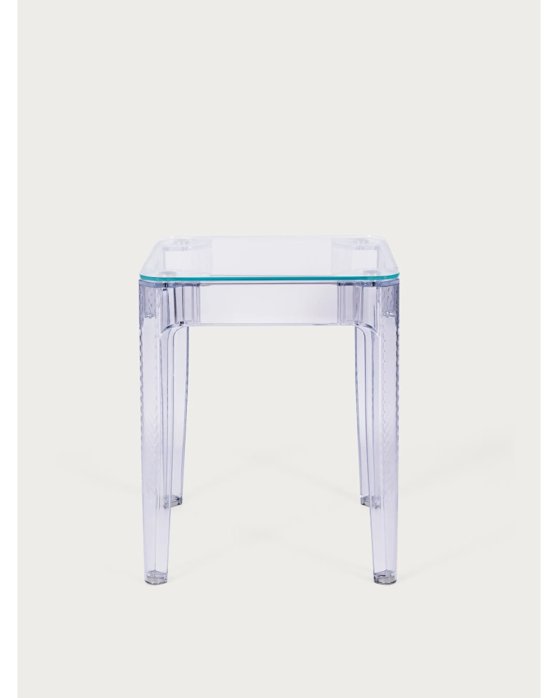 Kvadratiskt glasbord med transparenta ben (60x60) - Ghost FurnMod - 6