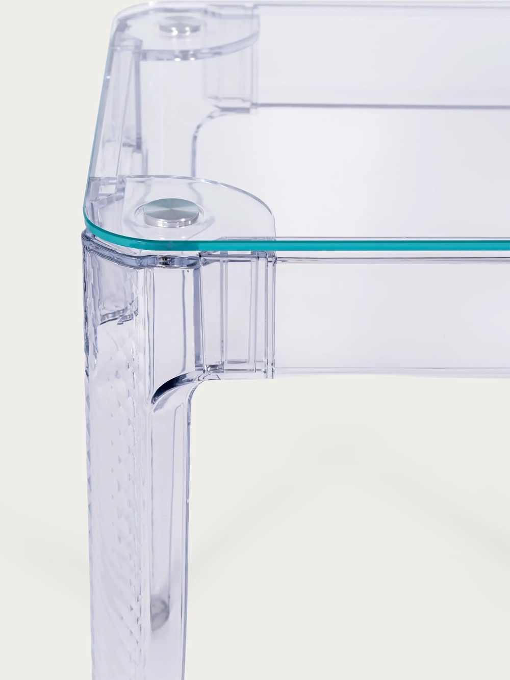 Kvadratiskt glasbord med transparenta ben (60x60) - Ghost FurnMod - 1