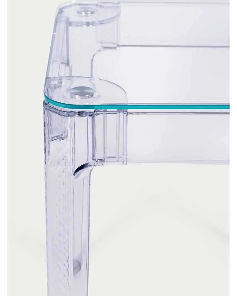 Square glass table with transparent legs (60x60) - Ghost FurnMod - 2