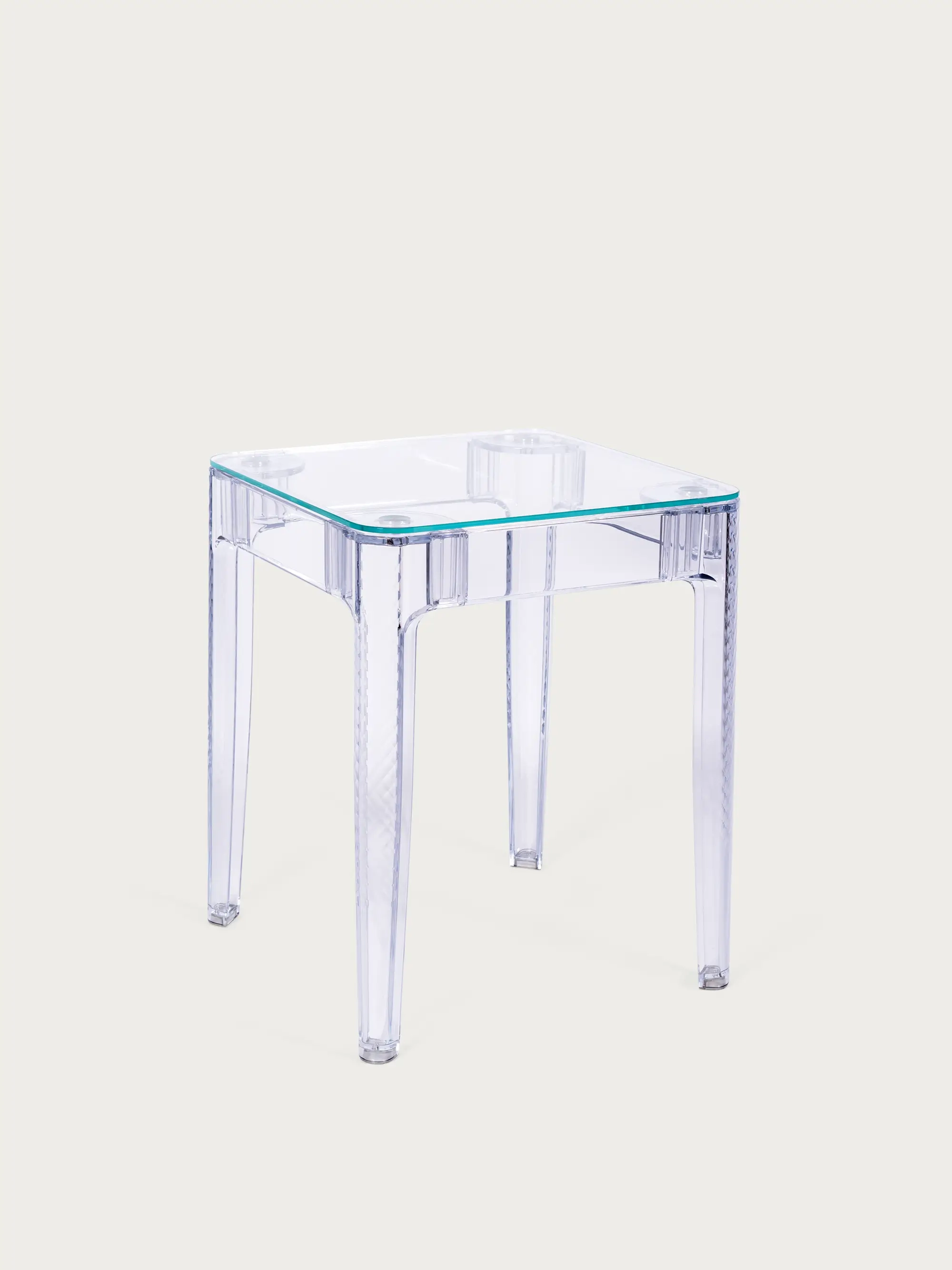 Mesa cuadrada de cristal con patas transparentes (60x60) - Ghost FurnMod - 1