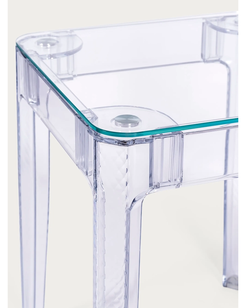 Square glass table with transparent legs (60x60) - Ghost FurnMod - 8