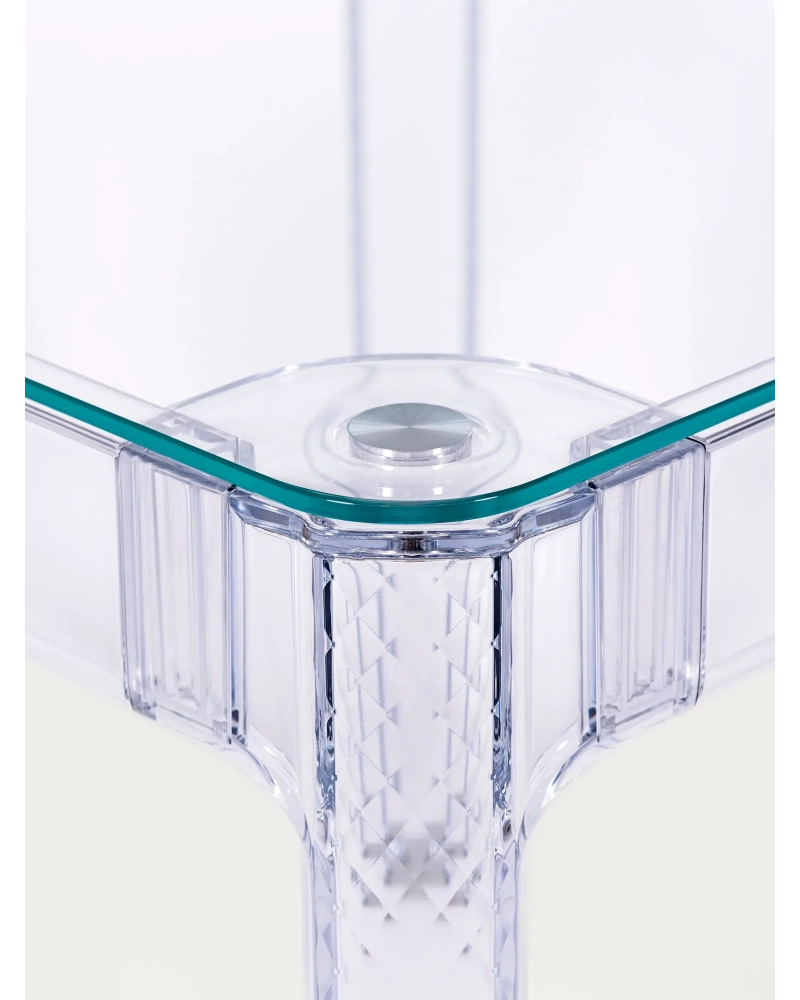 Square glass table with transparent legs (60x60) - Ghost FurnMod - 9