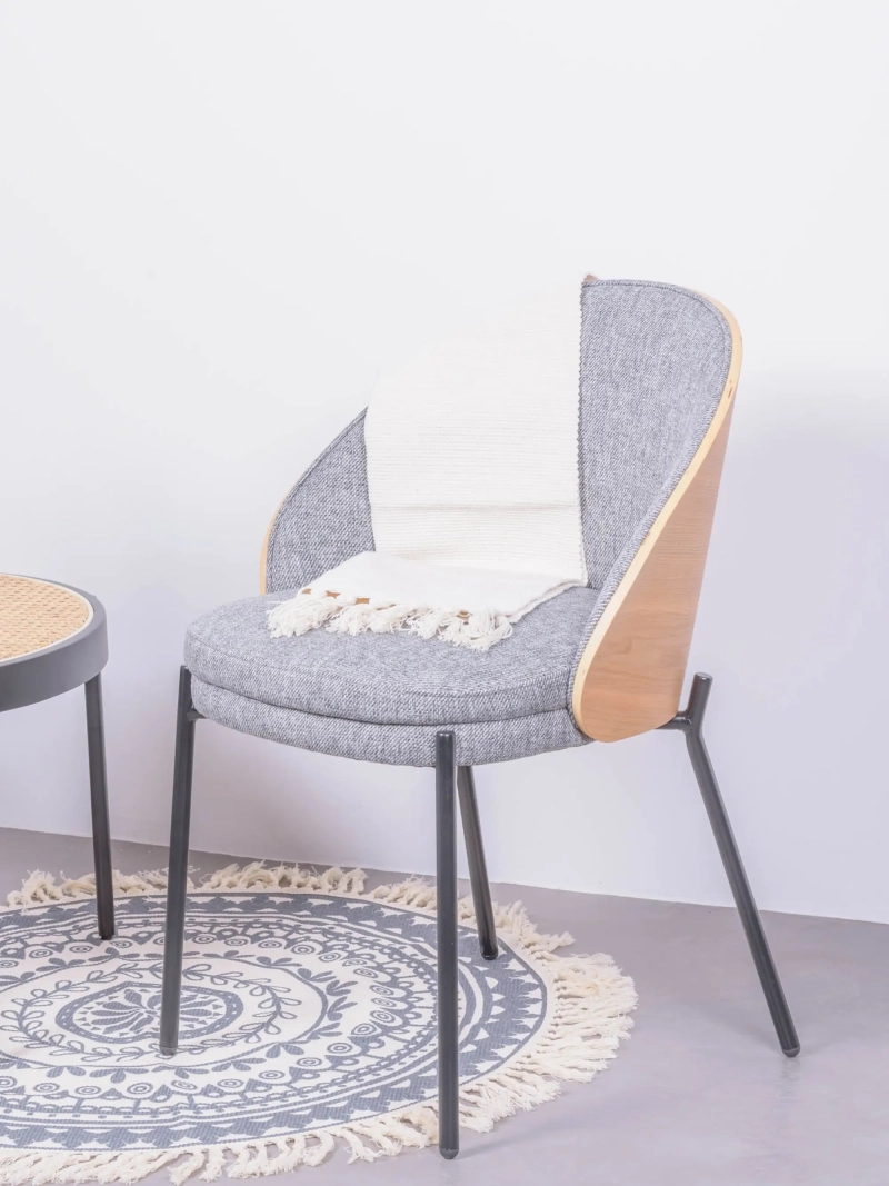 Silla rústica tapizada Nordic con respaldo de madera de fresno - Earth FurnMod - 7