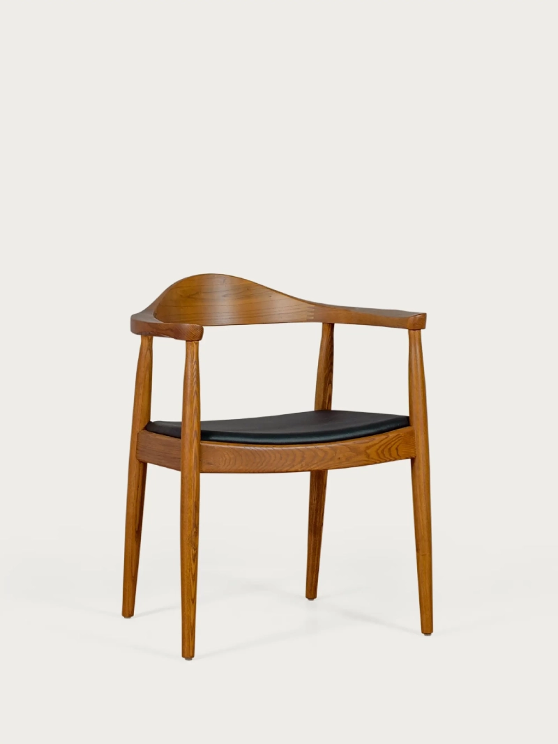 Ash wood chair with leatherette cushion - Santon FurnMod - 1