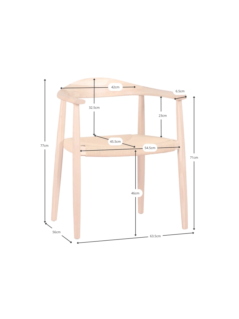 Stol i naturligt asketræ med sæde i økologisk reb - Santon FurnMod - 13
