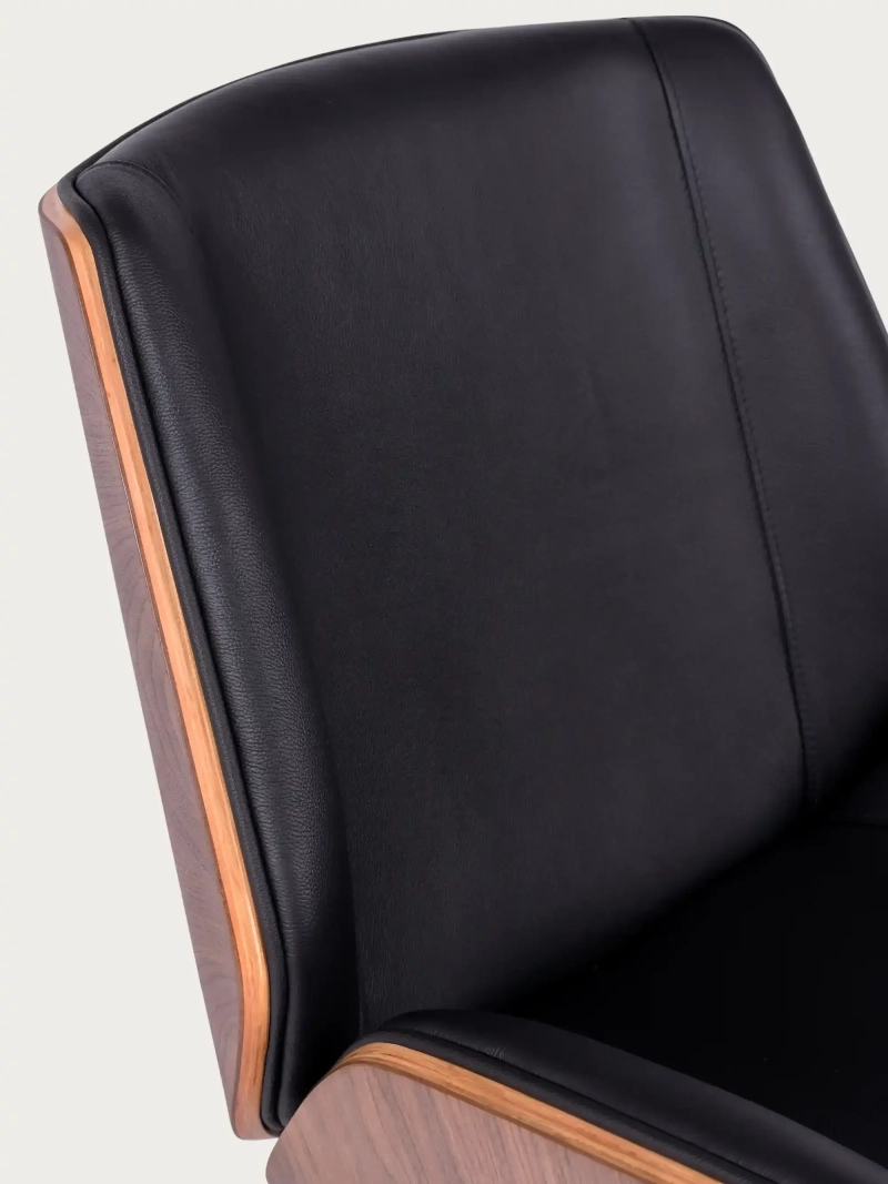 Silla de oficina con madera de nogal y tapizada en piel italiana - Nordic FurnMod - 1