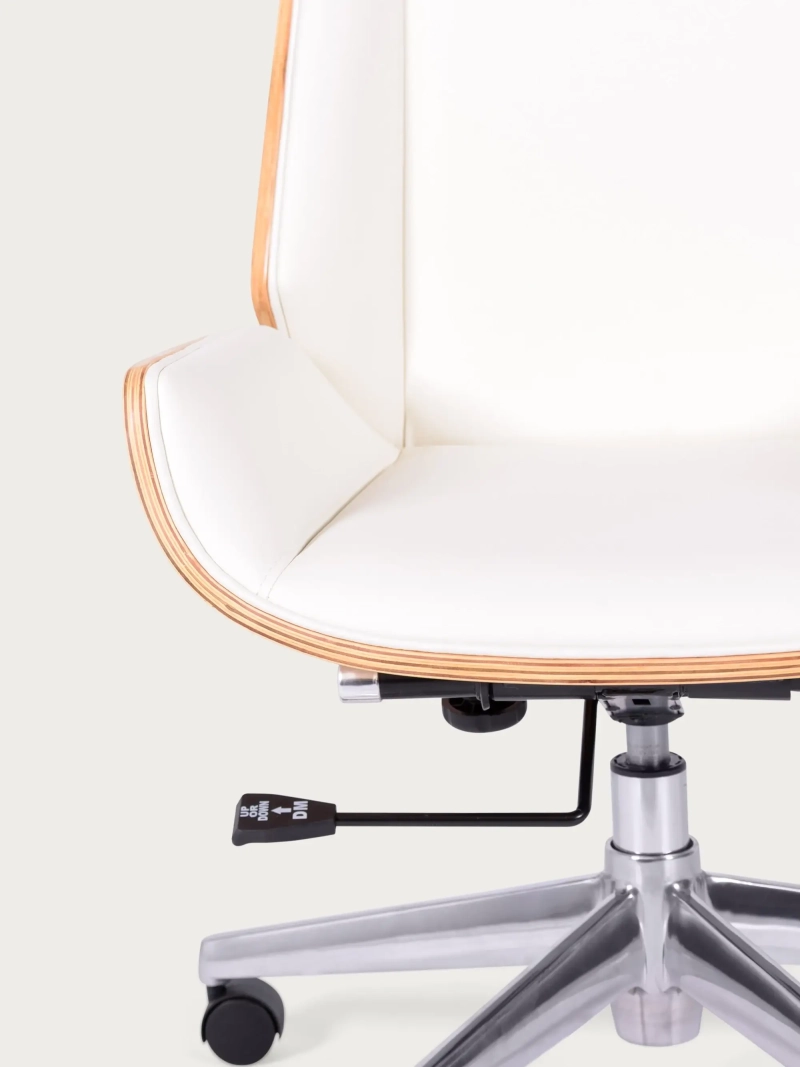 Silla de oficina con respaldo alto en madera de arce y tapizada en polipiel - Nordic S FurnMod - 1