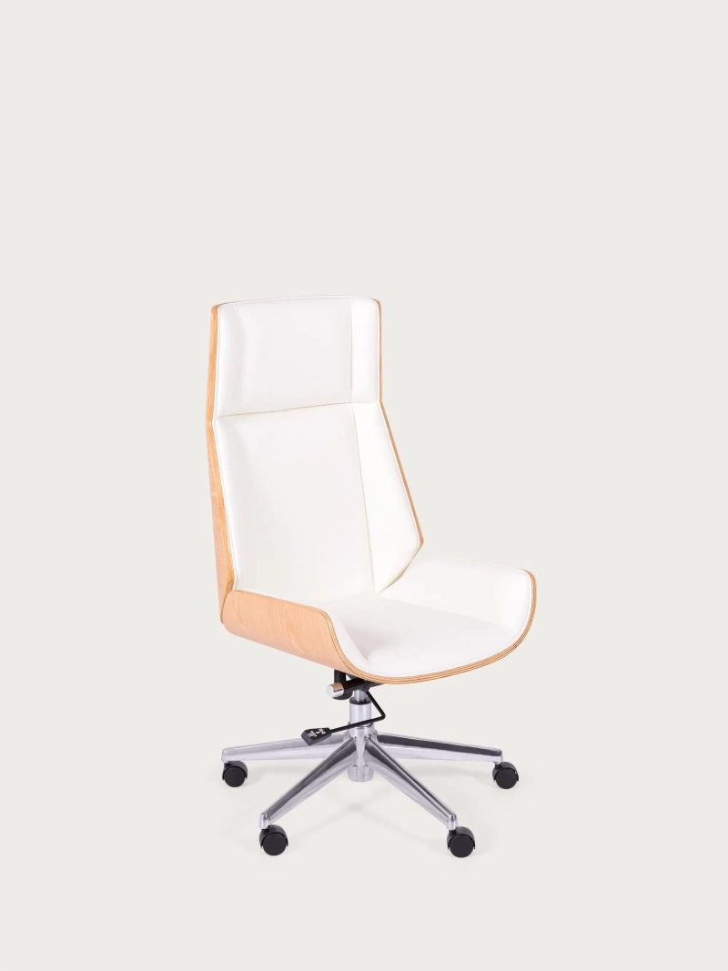 Silla de oficina con respaldo alto en madera de arce y tapizada en polipiel - Nordic S FurnMod - 1