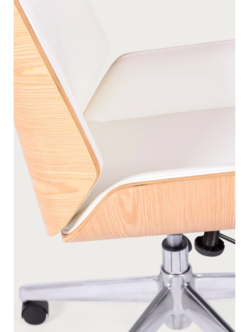 Silla de oficina con respaldo alto en madera de arce y tapizada en polipiel - Nordic S FurnMod - 1