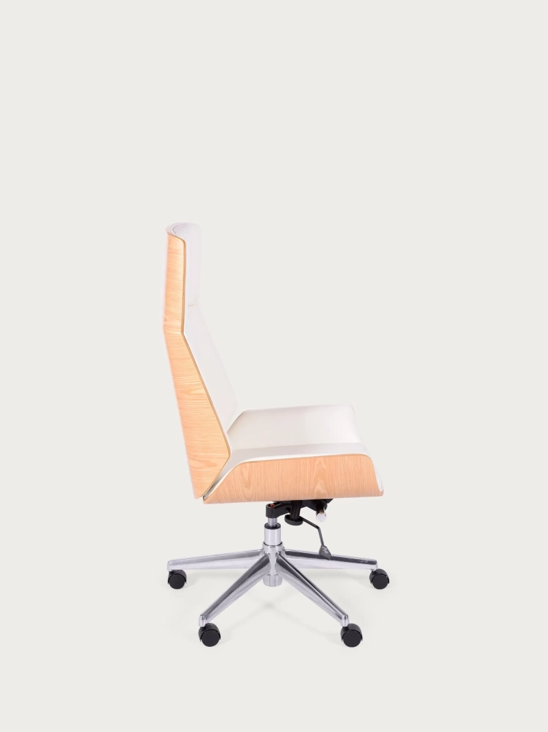 Silla de oficina con respaldo alto en madera de arce y tapizada en polipiel - Nordic S FurnMod - 1