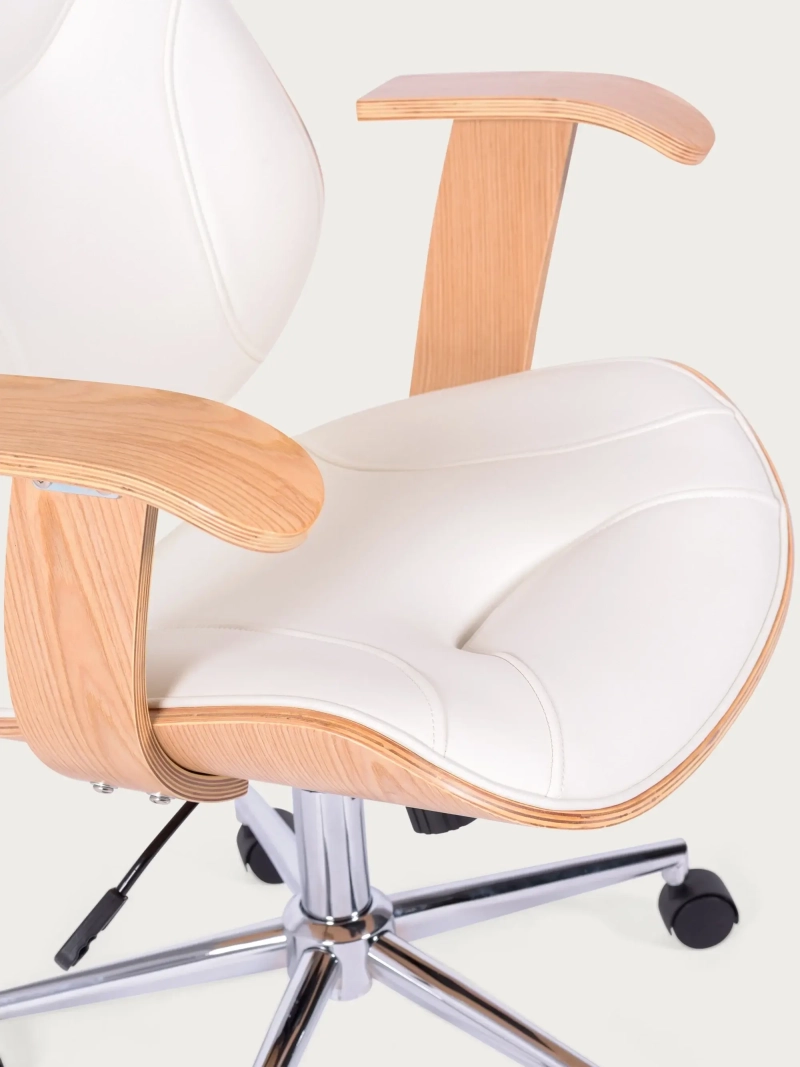 Retro kancelářská židle se světlým javorovým dřevem a koženkovým čalouněním - Cambridge FurnMod - 1