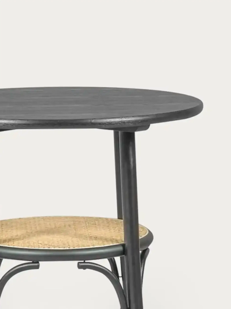 Mesa retro redonda estilo vintage en madera de fresno natural (80cm) - Oldhouse FurnMod - 9