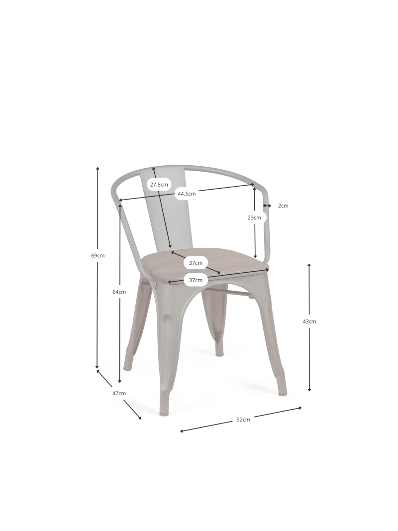 Industrial chair with armrests and elm wood seat - Bistro FurnMod - 14