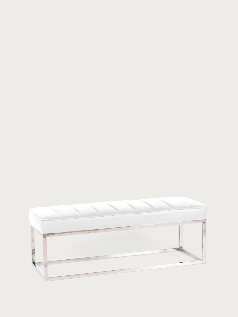 Designová lavice čalouněná koženkou s chromovanou ocelí - Torino FurnMod - 17