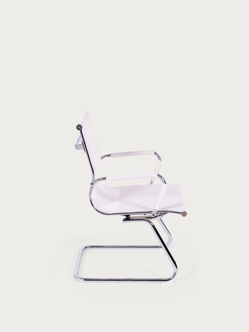 Scaun pentru sală de ședințe cu spătar redus din plasă de fibre respirabile - Alu FurnMod - 12