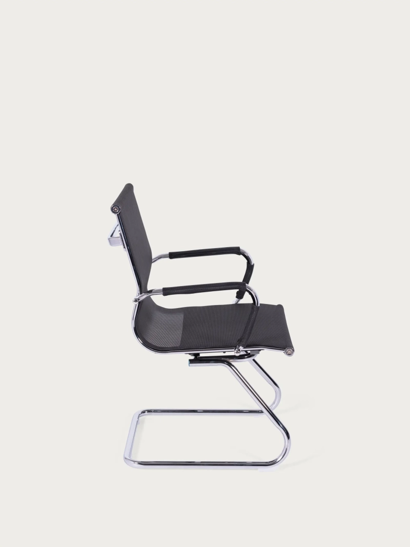 Silla para sala de reuniones con respaldo bajo en malla de fibra transpirable - Alu FurnMod - 1