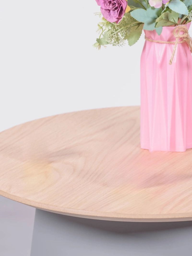 Mesa auxiliar redonda en madera de roble (50cm) - Norway FurnMod - 1