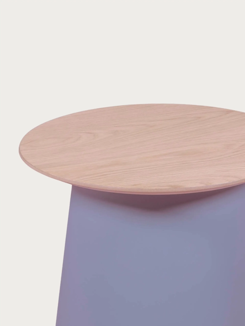 Round oak wood side table (50cm) - Norway FurnMod - 5