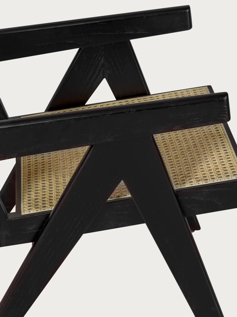 Klasszikus karosszék karfával, teakfa és természetes rattan - Compass FurnMod - 13