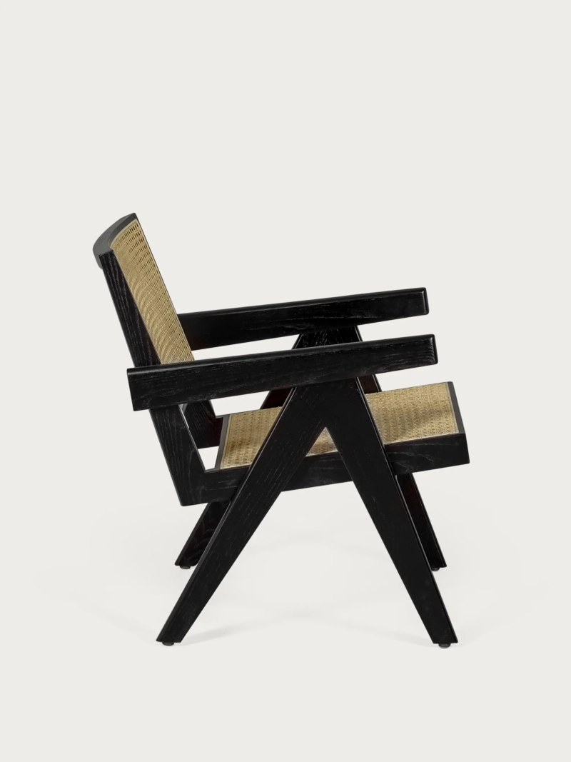 Sillón clásico con reposabrazos en madera de teca y ratán natural - Compass FurnMod - 21