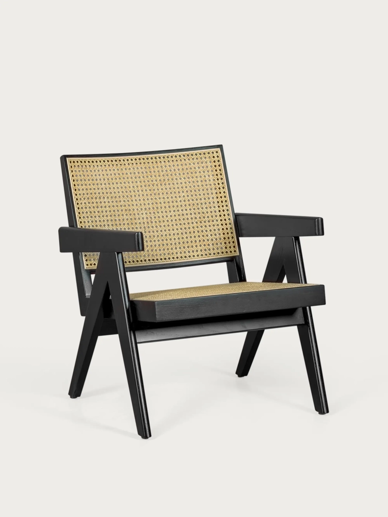 Klassisk fåtölj med armstöd i teakträ och naturrotting Compass FurnMod - 13