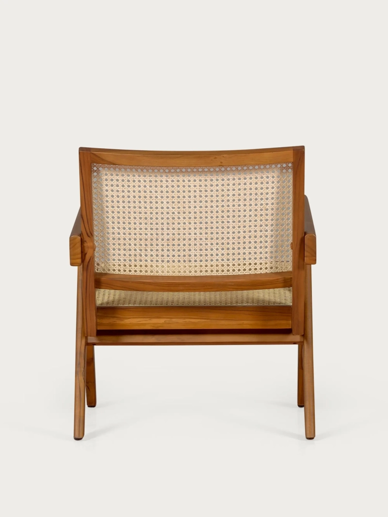 Sillón clásico con reposabrazos en madera de teca y ratán natural - Compass FurnMod - 11