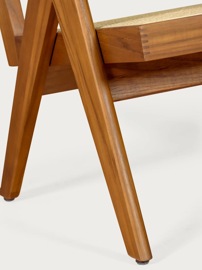Fauteuil classique avec accoudoirs en teck et rotin naturel - Compass FurnMod - 7