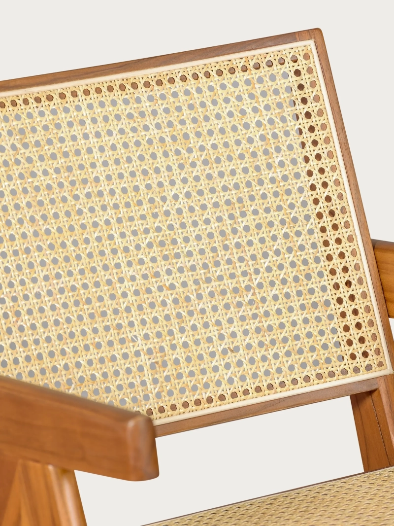 Sillón clásico con reposabrazos en madera de teca y ratán natural - Compass FurnMod - 4