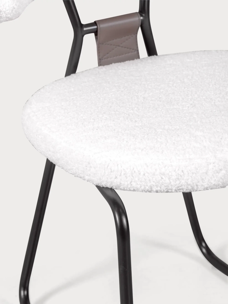 Design chair upholstered in bouclé and lacquered steel legs - Oxford FurnMod - 1