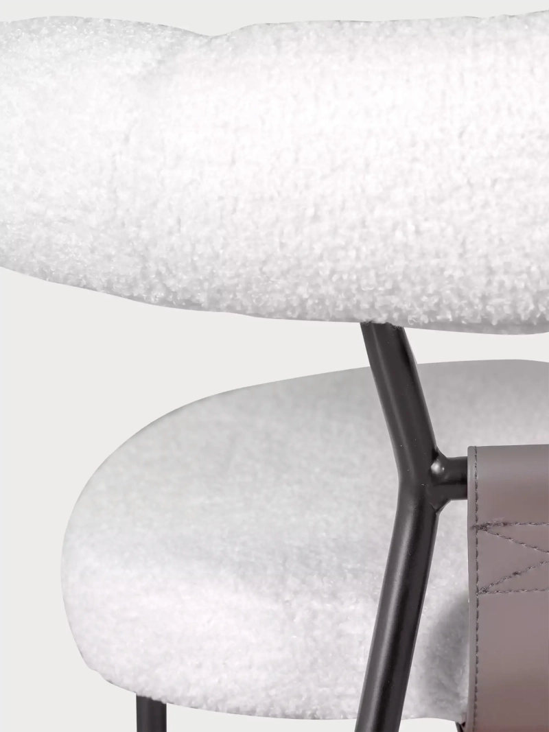 Design chair upholstered in bouclé and lacquered steel legs - Oxford FurnMod - 1