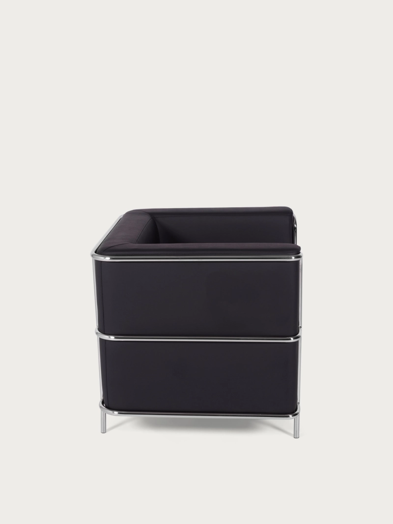 Sofá de piel sintética con estructura de acero inoxidable cromado - Torino FurnMod - 1